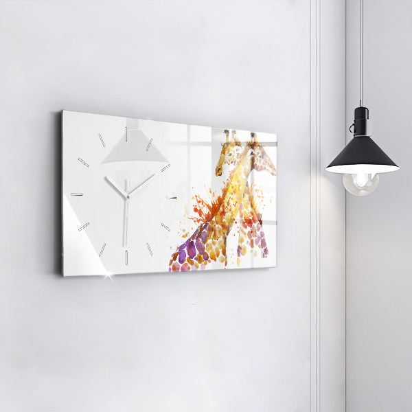Glass wall clock rectangular Watercolor giraffe