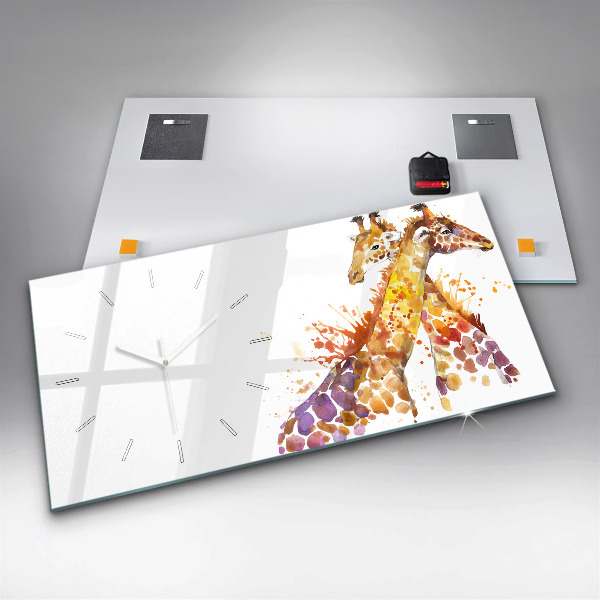 Glass wall clock rectangular Watercolor giraffe