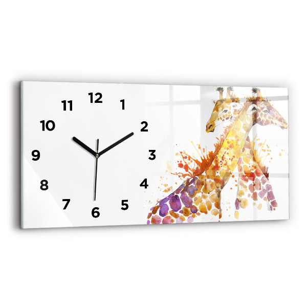 Glass wall clock rectangular Watercolor giraffe