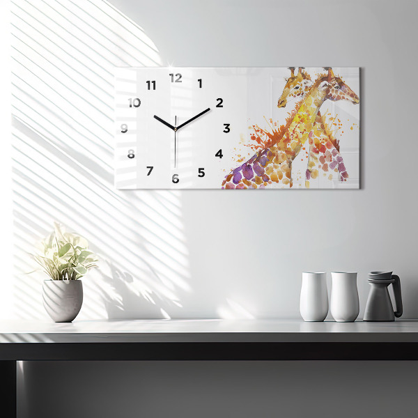 Glass wall clock rectangular Watercolor giraffe