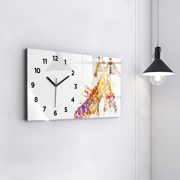 Glass wall clock rectangular Watercolor giraffe
