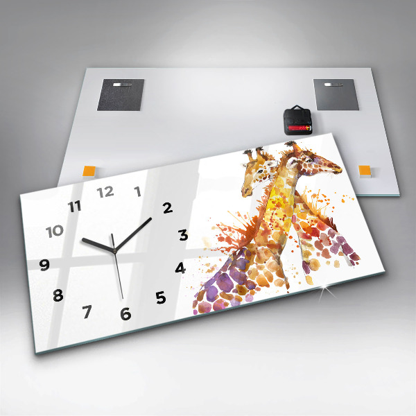 Glass wall clock rectangular Watercolor giraffe