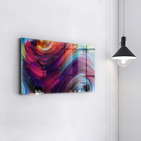 Glass wall clock rectangular Abstraction hall