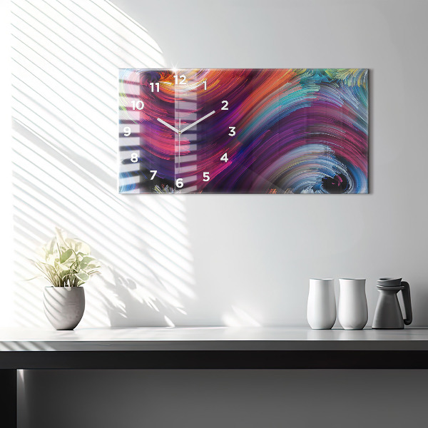 Glass wall clock rectangular Abstraction hall