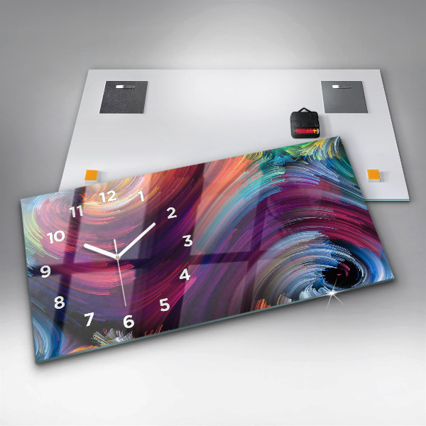 Glass wall clock rectangular Abstraction hall