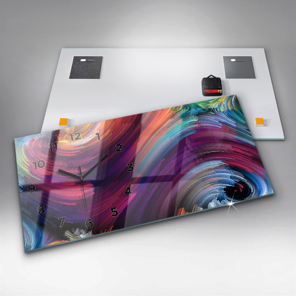 Glass wall clock rectangular Abstraction hall