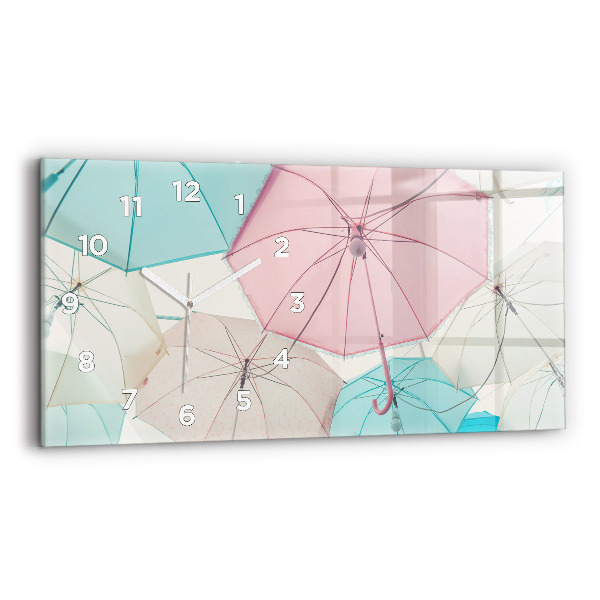 Glass wall clock rectangular Pastel umbrellas