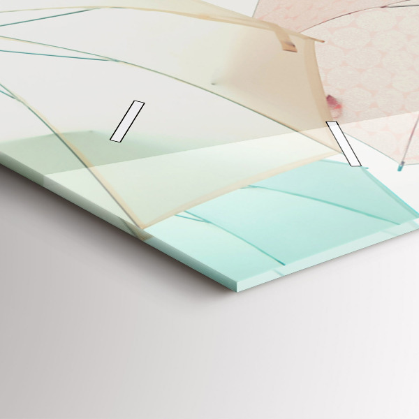 Glass wall clock rectangular Pastel umbrellas