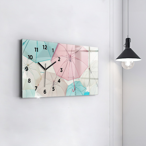Glass wall clock rectangular Pastel umbrellas