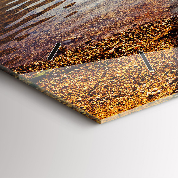 Glass wall clock rectangular Lake view