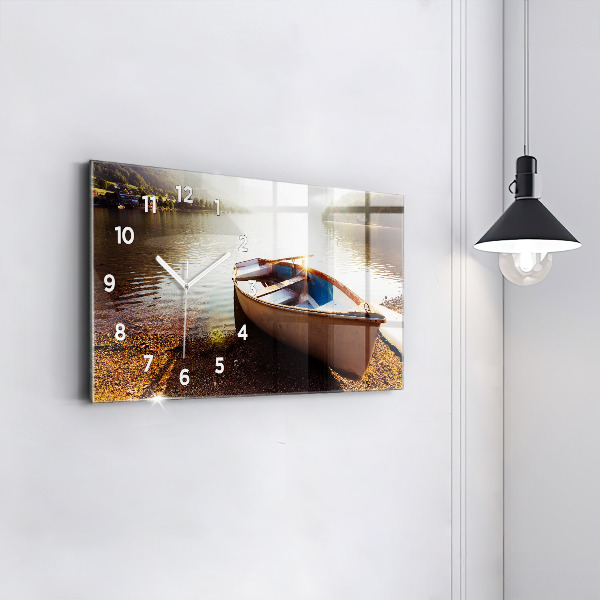 Glass wall clock rectangular Lake view