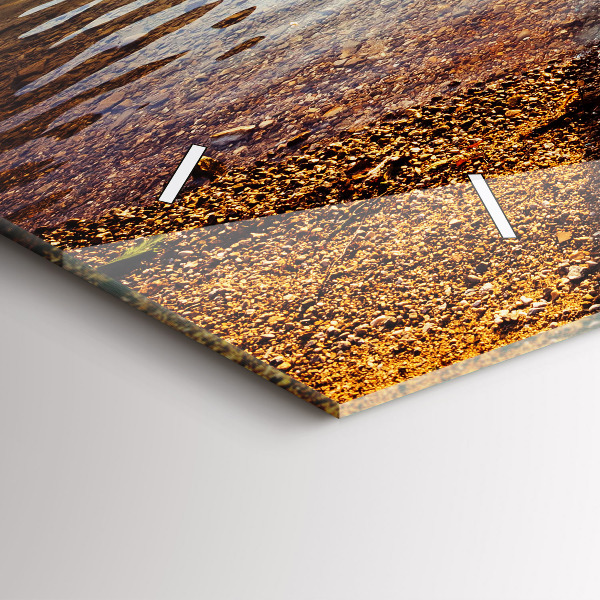 Glass wall clock rectangular Lake view