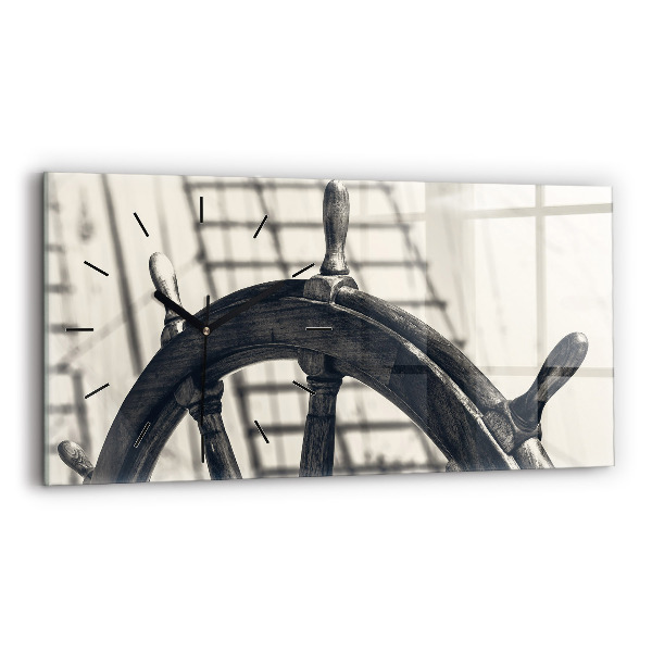 Glass wall clock rectangular Ancient ship