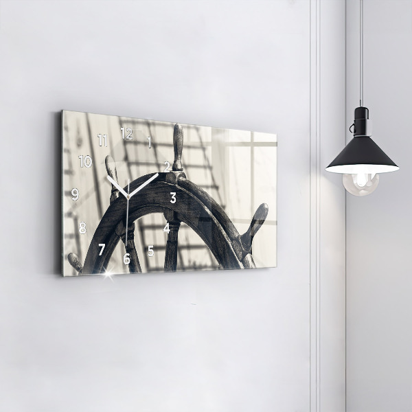 Glass wall clock rectangular Ancient ship