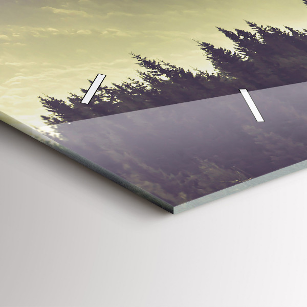 Glass wall clock rectangular Misty Mountain Slopes