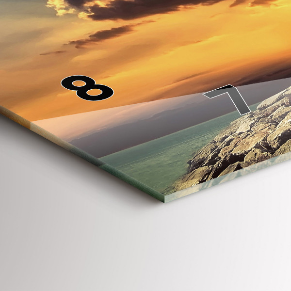 Glass wall clock rectangular Lighthouse On The Sea