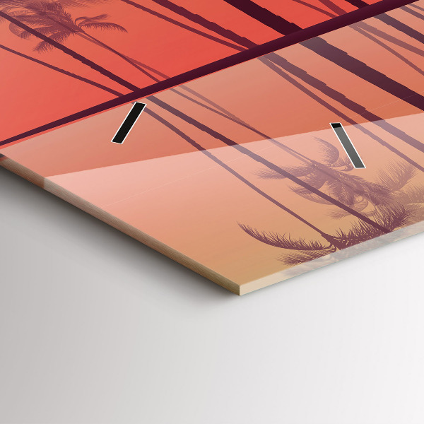 Glass wall clock rectangular Tropical palm trees