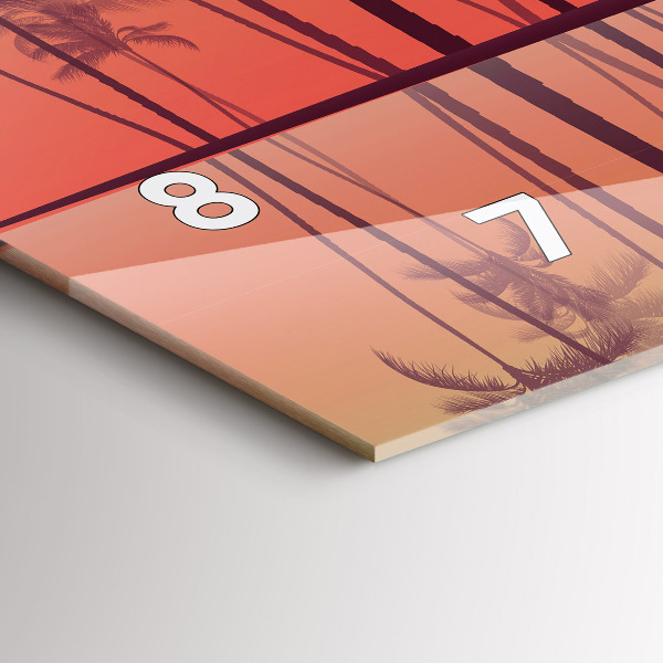 Glass wall clock rectangular Tropical palm trees