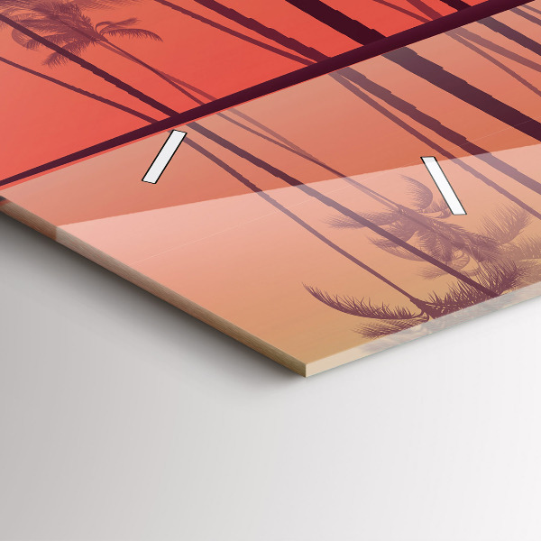 Glass wall clock rectangular Tropical palm trees