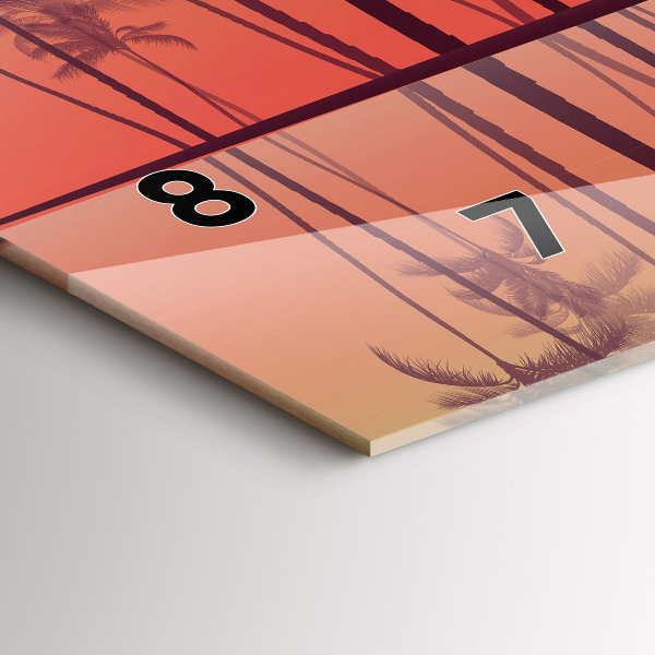Glass wall clock rectangular Tropical palm trees