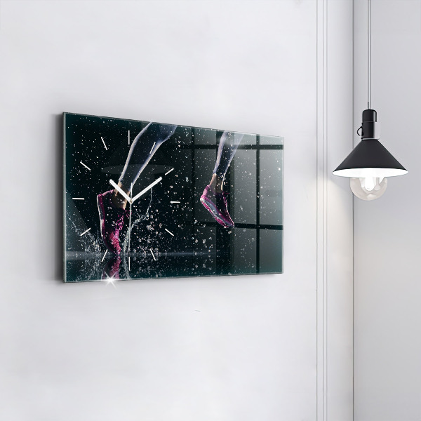 Glass wall clock rectangular Healthy lifestyle and running