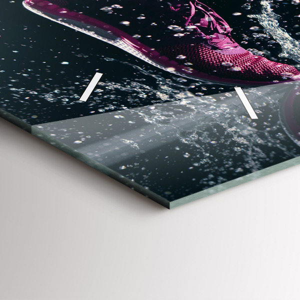 Glass wall clock rectangular Healthy lifestyle and running