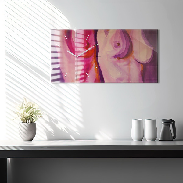 Glass wall clock rectangular Painting Women