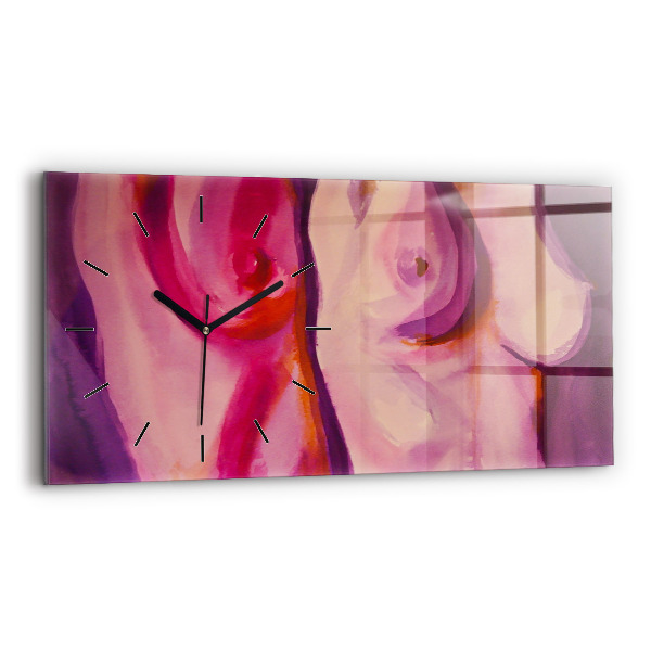 Glass wall clock rectangular Painting Women