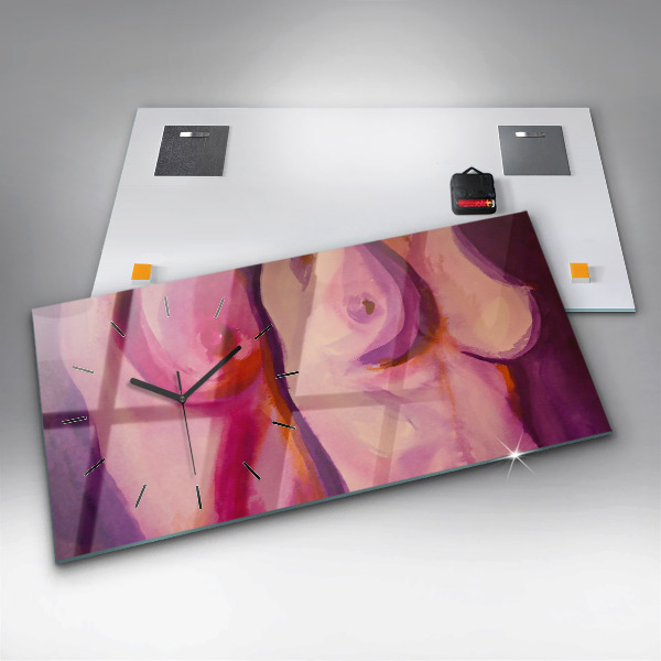Glass wall clock rectangular Painting Women