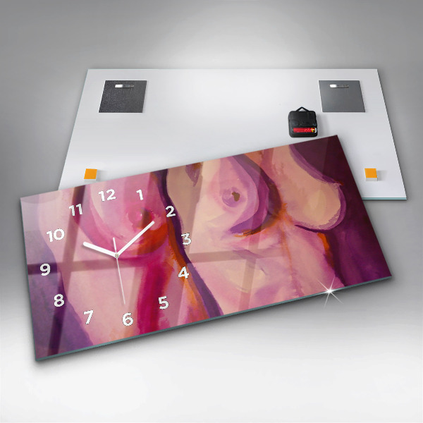 Glass wall clock rectangular Painting Women