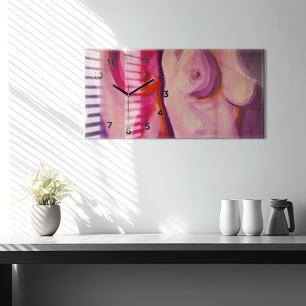 Glass wall clock rectangular Painting Women