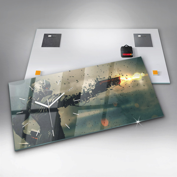 Glass wall clock rectangular Lethal weapon game