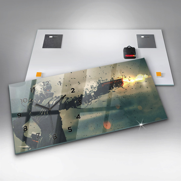 Glass wall clock rectangular Lethal weapon game
