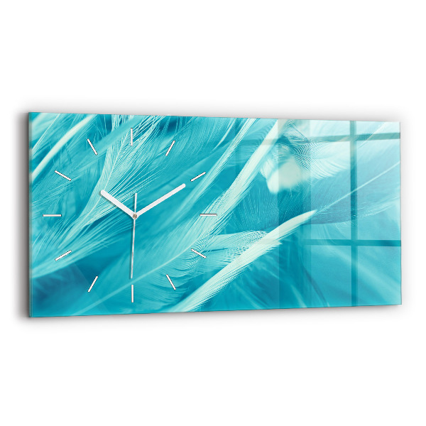 Glass wall clock rectangular Green turquoise vintage