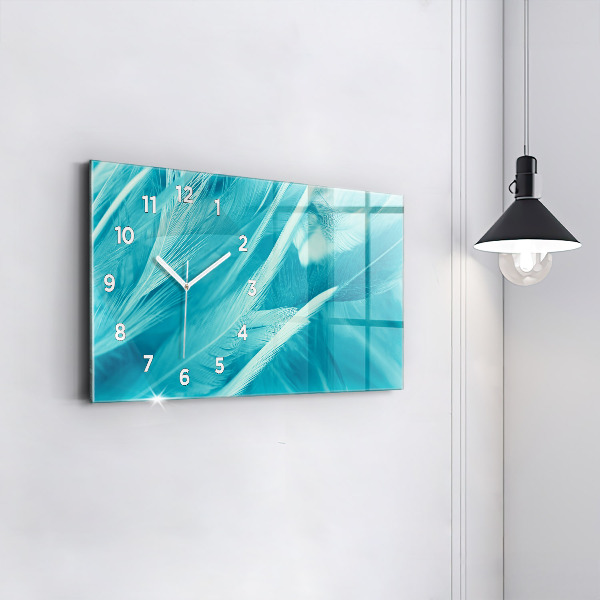 Glass wall clock rectangular Green turquoise vintage