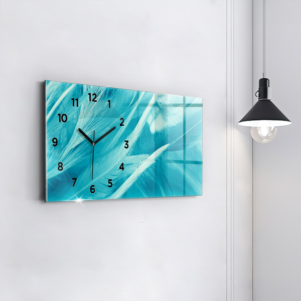 Glass wall clock rectangular Green turquoise vintage