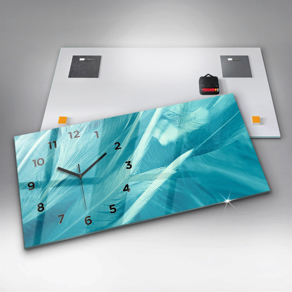 Glass wall clock rectangular Green turquoise vintage