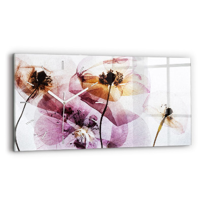 Glass wall clock rectangular Dry poppies Flowers