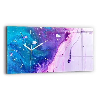 Glass wall clock rectangular Colorful background