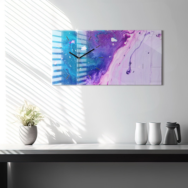 Glass wall clock rectangular Colorful background