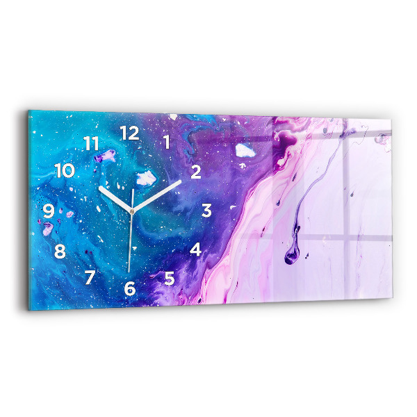Glass wall clock rectangular Colorful background