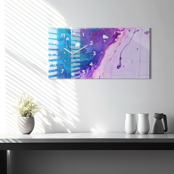 Glass wall clock rectangular Colorful background