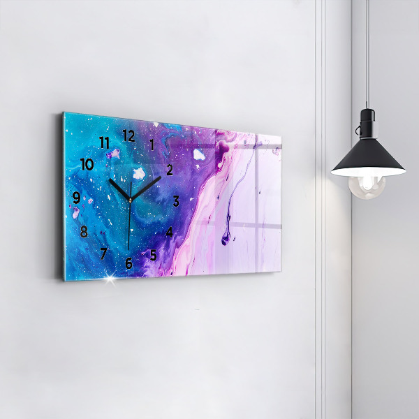 Glass wall clock rectangular Colorful background