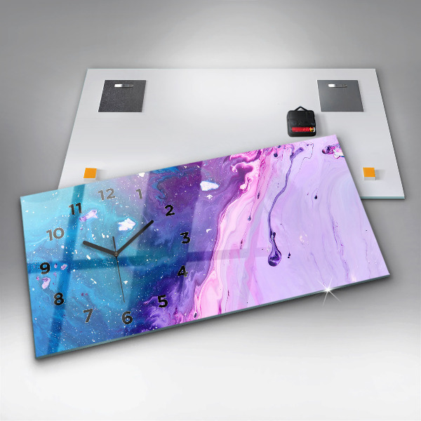Glass wall clock rectangular Colorful background
