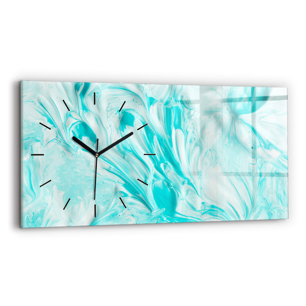 Glass wall clock rectangular Blue abstraction