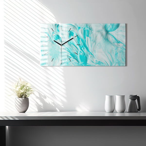 Glass wall clock rectangular Blue abstraction