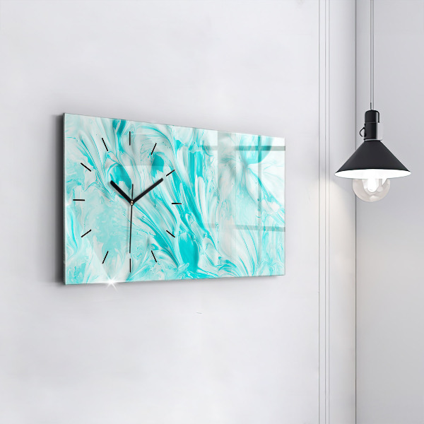 Glass wall clock rectangular Blue abstraction