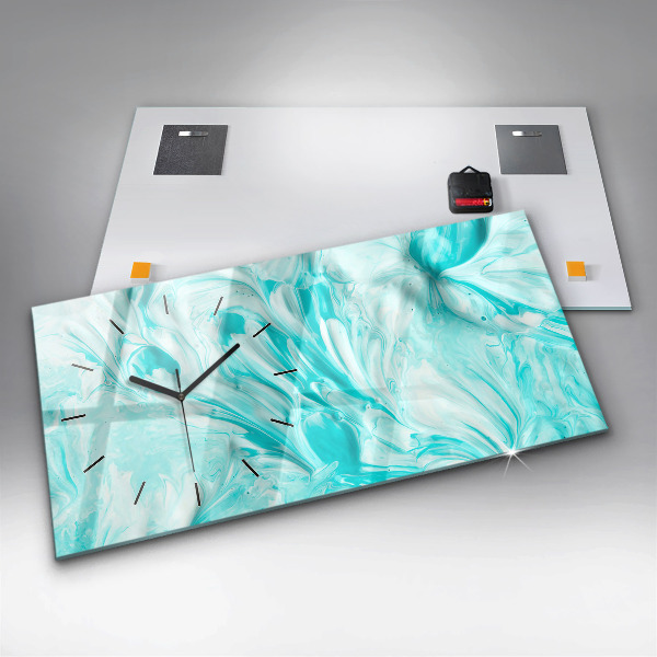 Glass wall clock rectangular Blue abstraction