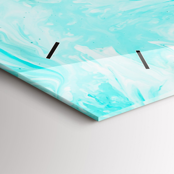Glass wall clock rectangular Blue abstraction