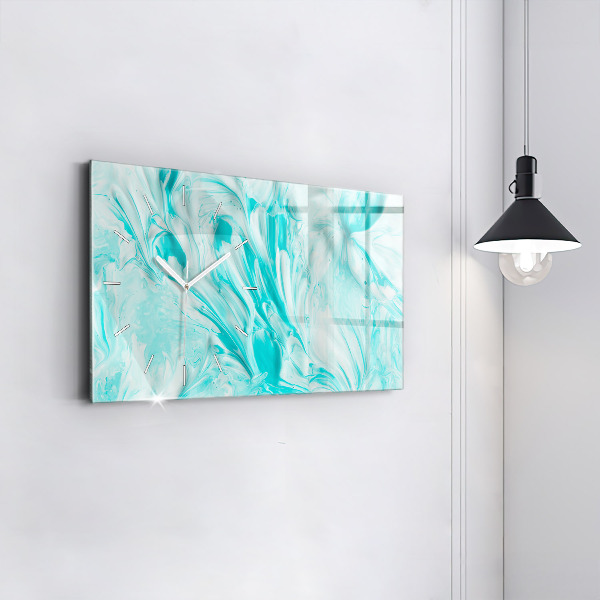 Glass wall clock rectangular Blue abstraction